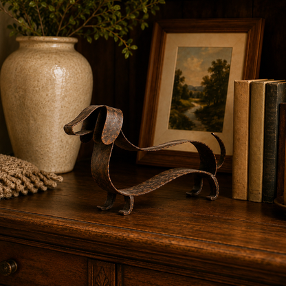 🐶✨Antique Bronze Dachshund Sculpture