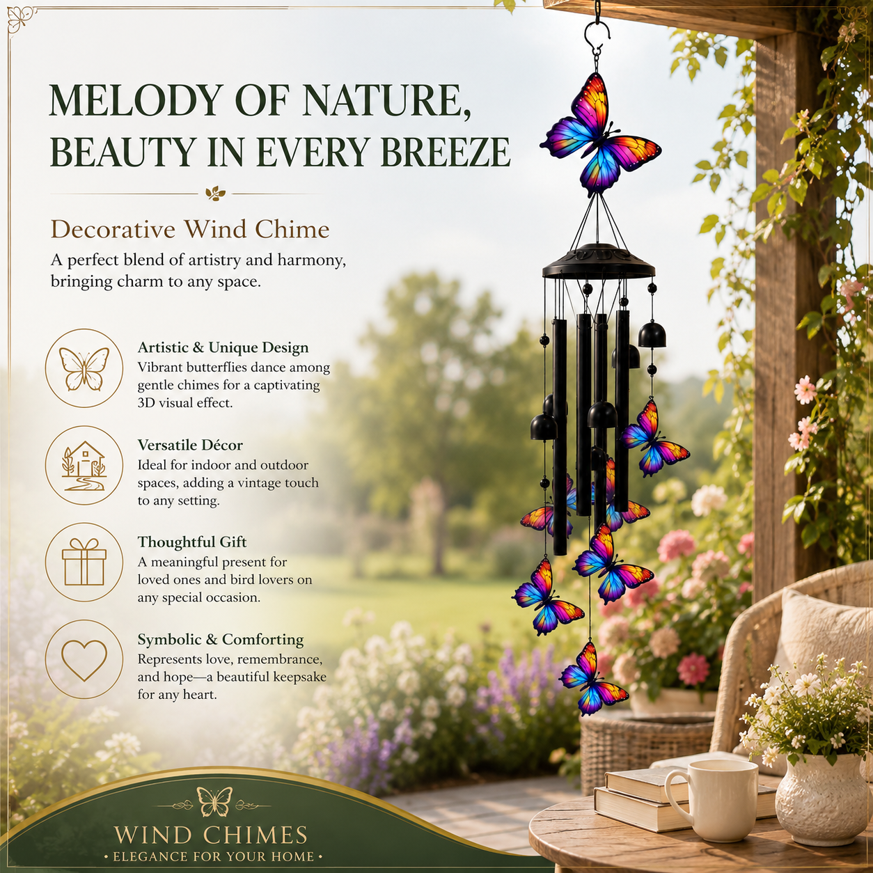 Cardinal Memorial Wind Chime Hanging Ornament for Garden and Patio