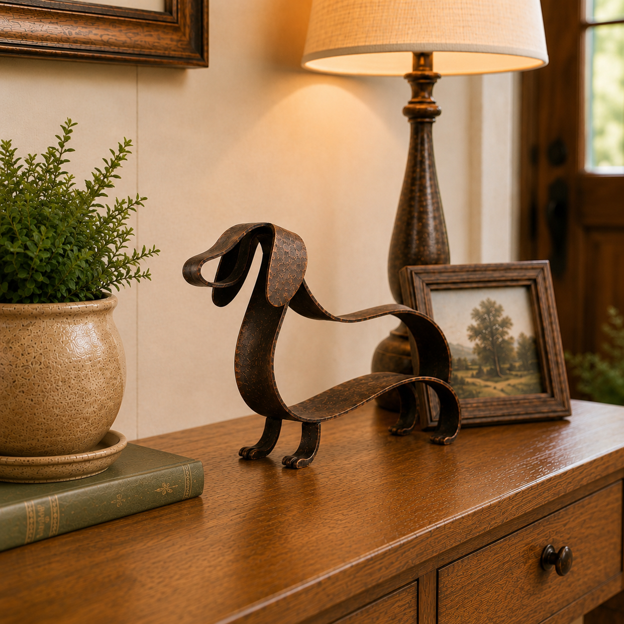 🐶✨Antique Bronze Dachshund Sculpture