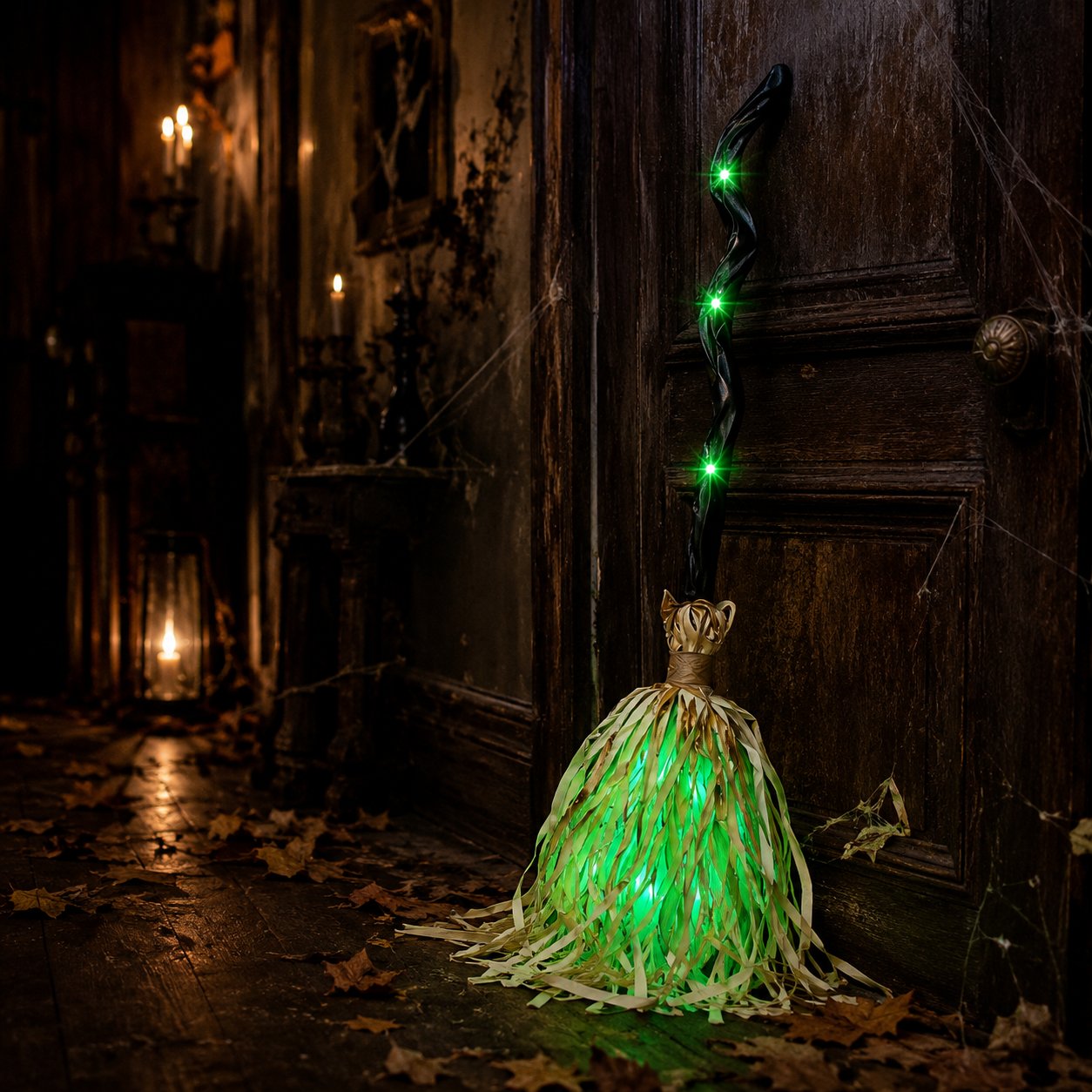 Animated Moving Witch Broom, Light‑Sound‑Motion Halloween Prop to Boost Thrill for Your Indoor & Outdoor Party Decor