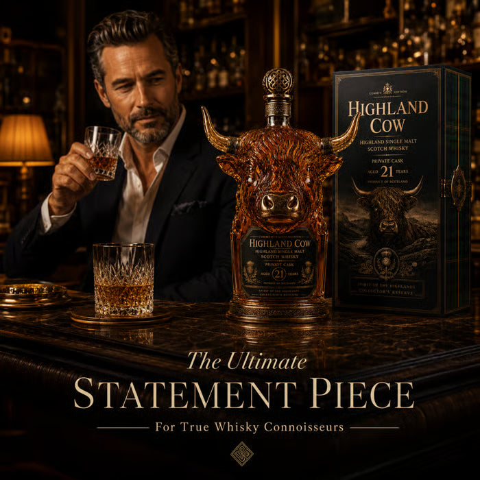 Highland Cow Private Cask 21 Years Cow Head Shaped Scotch Whisky Bottle