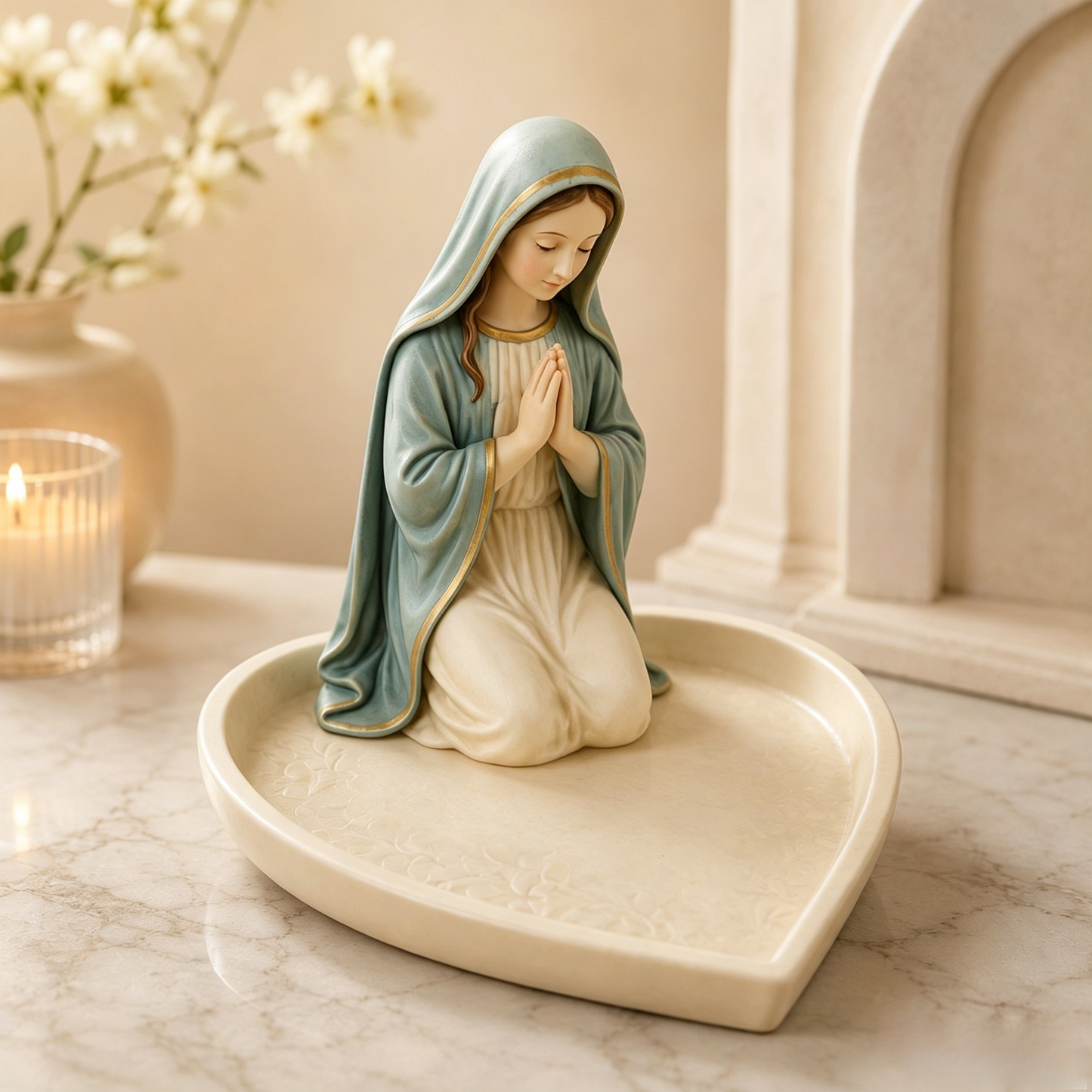 ✝️ Last Day 50% OFF - Graceful Faith Virgin Mary Ceramic Rosary Holder Keepsake Tray