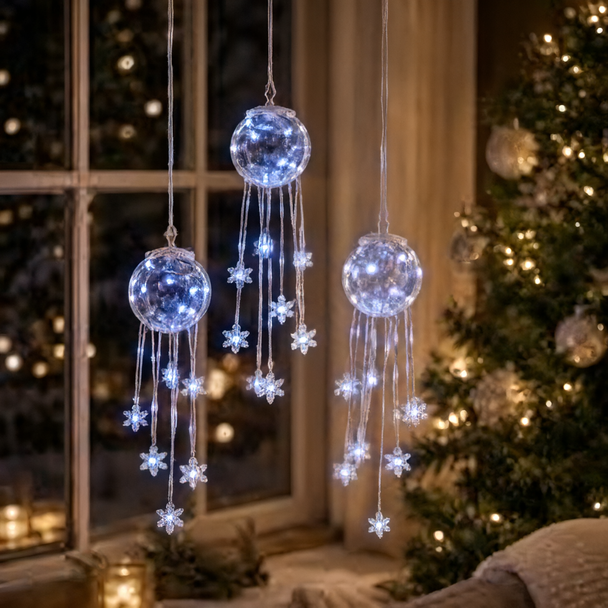 Crystal Cascade Christmas Light™ – Hanging Snowflake & Crystal LED Porch Décor ✨❄️