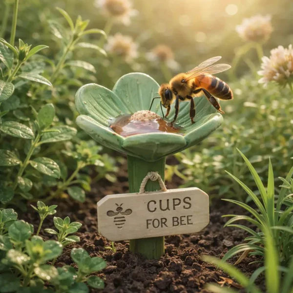 🌸Flower-Shaped Ceramic Bee Watering Station