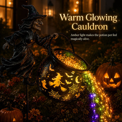 Halloween Witch Cauldron Solar Garden Light | 2026 Spooky Outdoor Decor