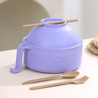 Two Pack Microwave Ramen Bowl Set With Chopsticks And Spoon, 32 Ounce Ramen Cooker For Quick Noodle Meals, Pasta And Soup Maker, Dorm Friendly Gift For Students, Blue And Pink