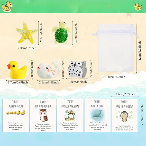 Last Day 49% OFF🎁50 Sets Employee Appreciation Gifts – Funny Resin Animals with Thank You Cards (150 pcs)