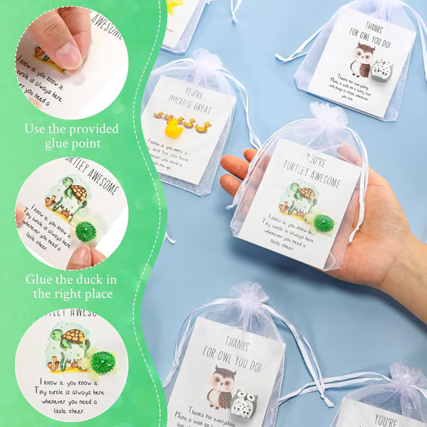 Last Day 49% OFF🎁50 Sets Employee Appreciation Gifts – Funny Resin Animals with Thank You Cards (150 pcs)