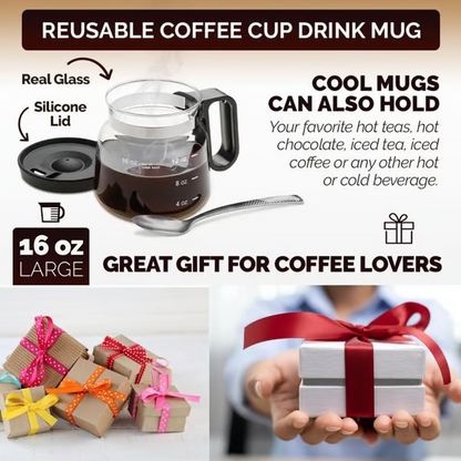 💕49% OFF💖☕ 16 Oz Glass Coffee Mug – Coffee Pot Style