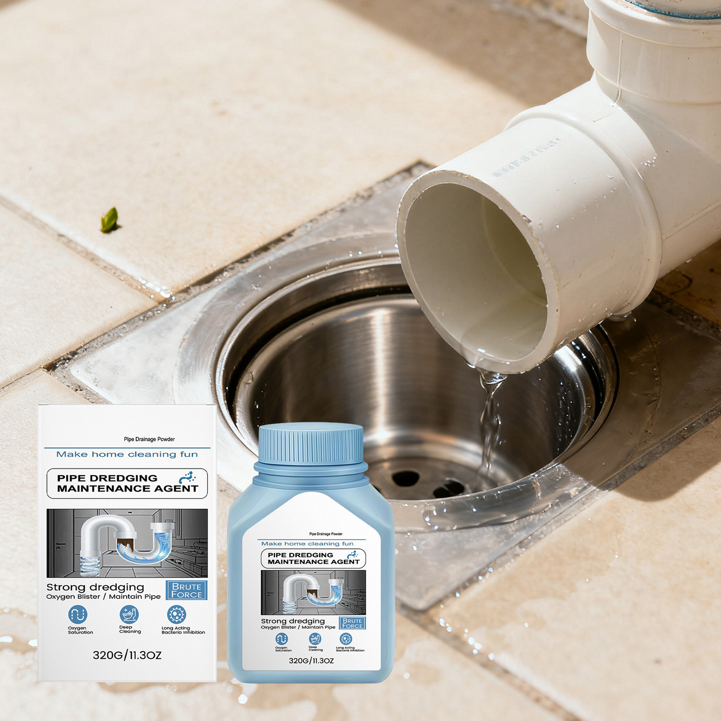 ⚡ Drain Clog Dissolver 320g | Clears Pipes Fast — Hair, Grease & Soap Scum Gone in Minutes 🔥