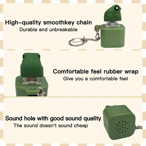 Frog Croaking Fidget Toy - Rechargeable Frog Croaking Keychain, Frog Croaking Stress Reliever with Colorful Lights, Fun & Portable Anxiety Relief Toy