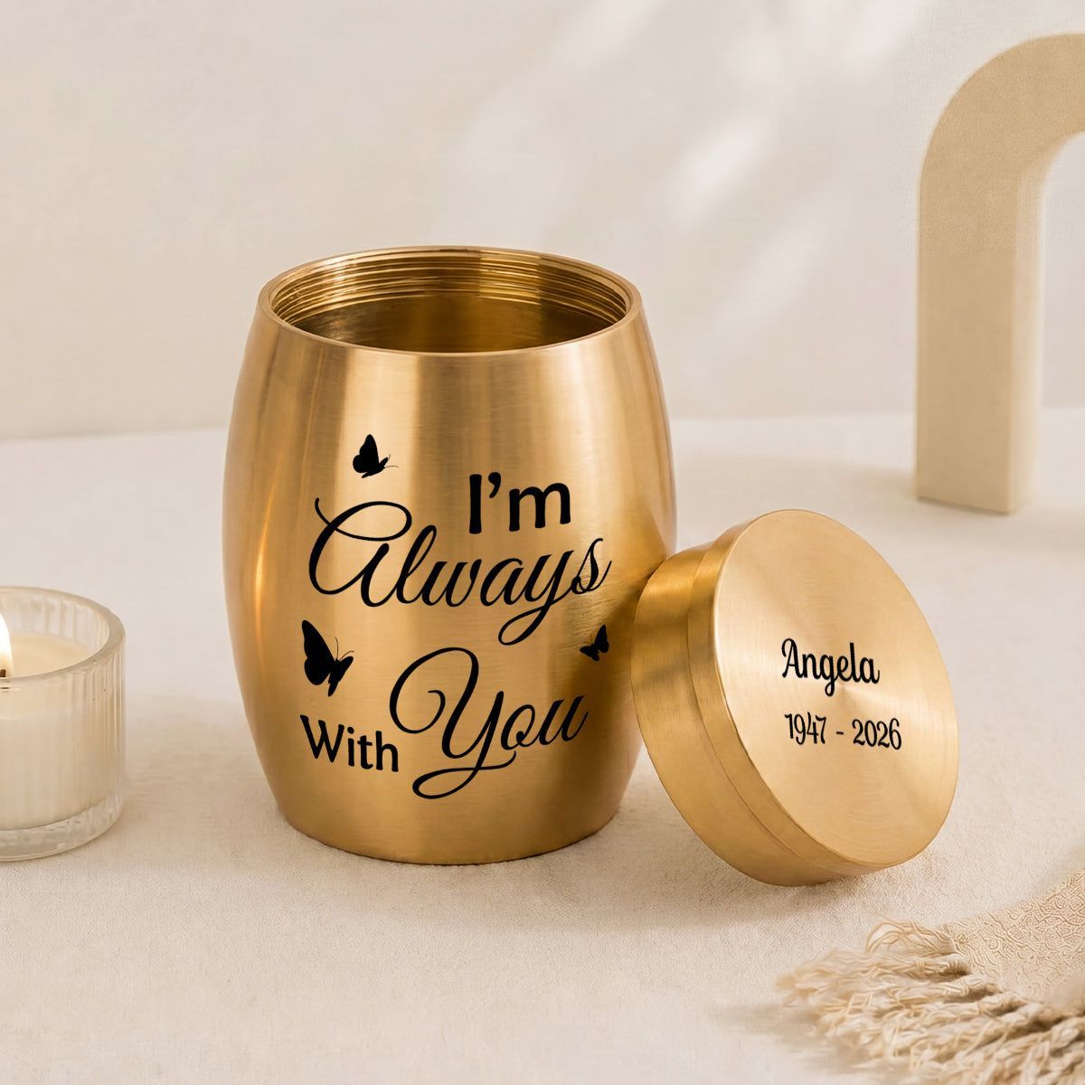 I am Always With You Mini Urn - Personalized Memorial Gifts for Loss of Mom or Dad