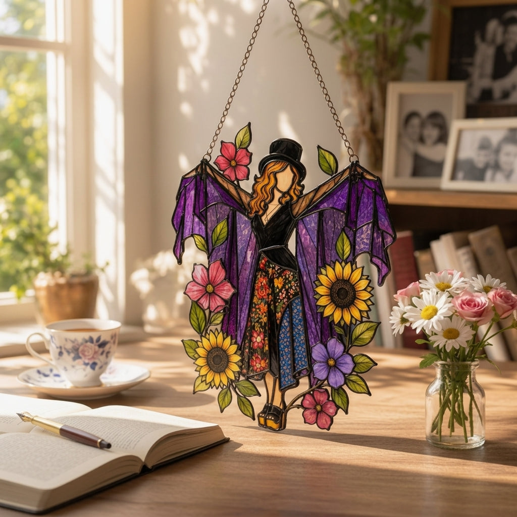💥 LAST DAY 66% OFF - 💃 Stevie Nicks 🤘 Handmade Stained Glass Spinning Suncatcher