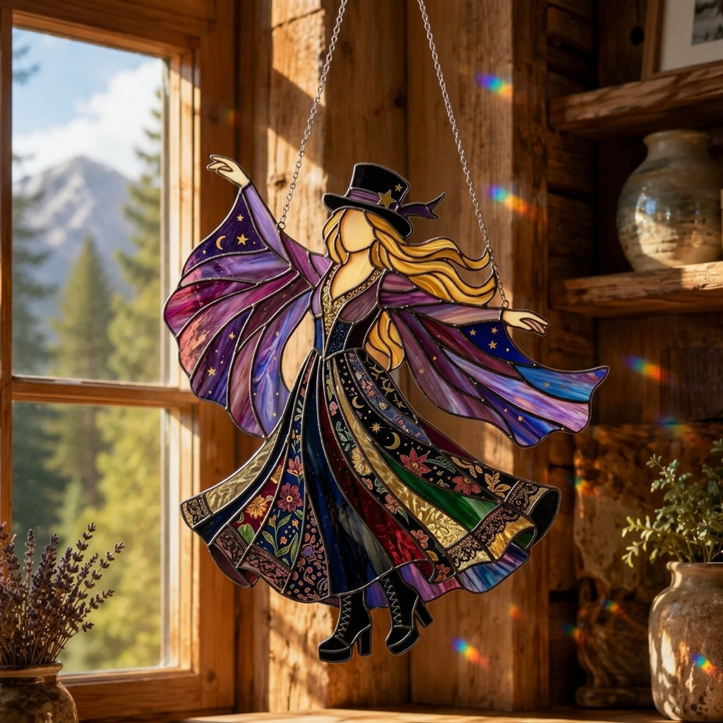 💥 LAST DAY 66% OFF - 💃 Stevie Nicks 🤘 Handmade Stained Glass Spinning Suncatcher