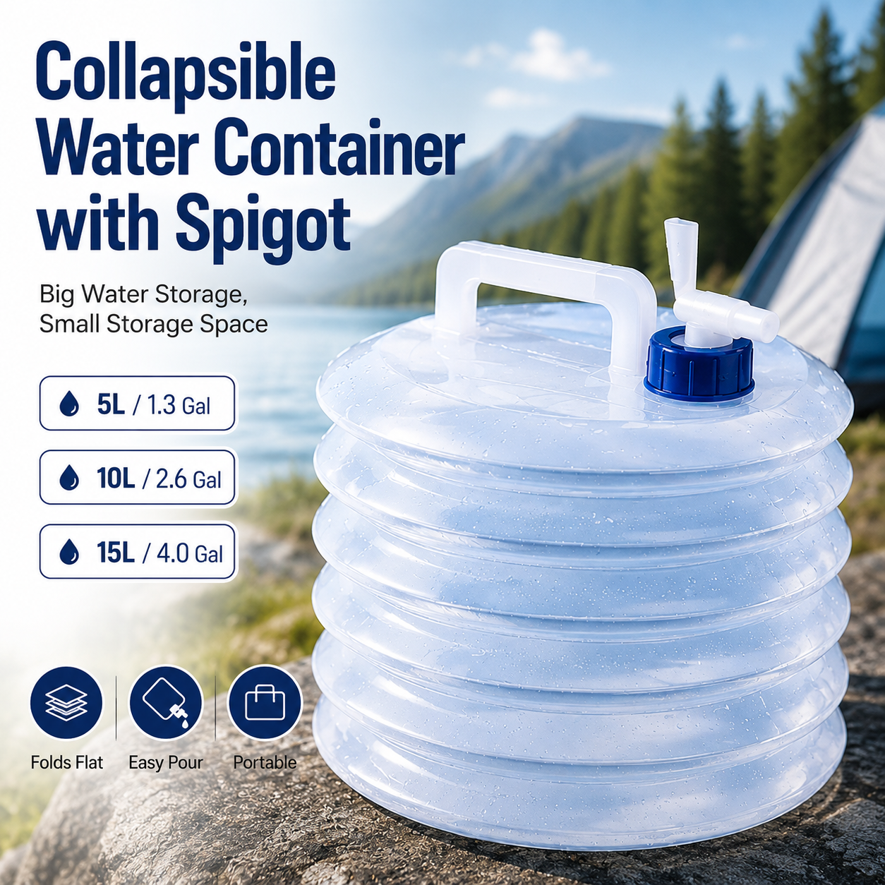 ☀️ Summer Limited 50% Off 💧 – Faucet Foldable Water Container | Ideal for Road Trips, Parties, Hurricane Prep & Home Daily Use