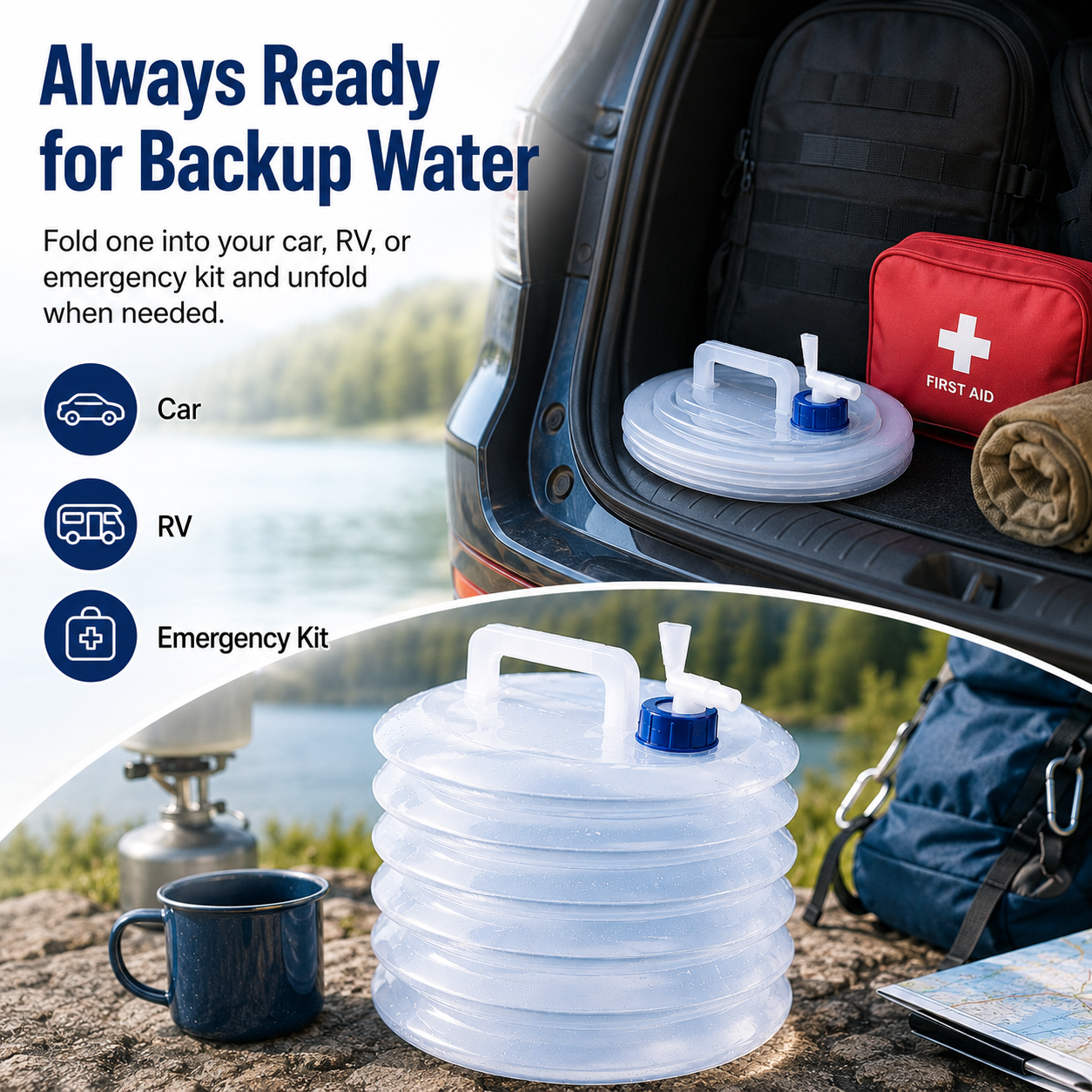 ☀️ Summer Limited 50% Off 💧 – Faucet Foldable Water Container | Ideal for Road Trips, Parties, Hurricane Prep & Home Daily Use