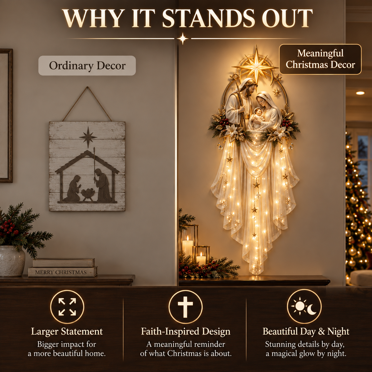 🎁 49% OFF Today | Holy Family Star Veil™ – Meaningful Christmas Wall Decor
