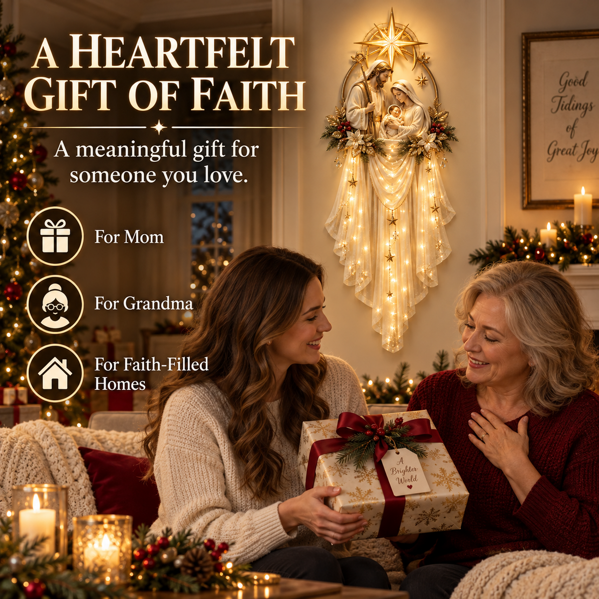 🎁 49% OFF Today | Holy Family Star Veil™ – Meaningful Christmas Wall Decor