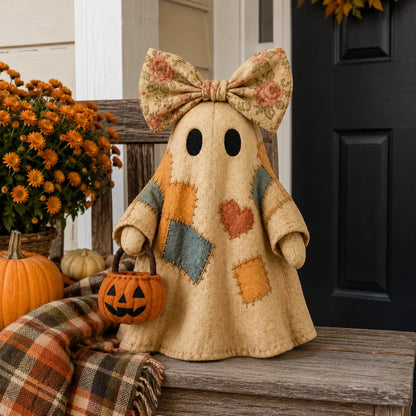 👻 Handmade Patchwork Ghost Pumpkin Lantern🎃
