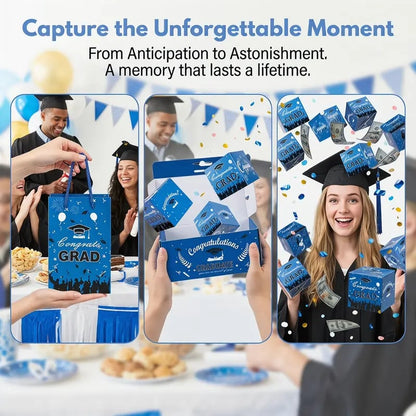 🔥2026 Graduation Explosion Pop Gift Box 🎓 Surprise Bounce Cash Box Grad Party Gift Bag Set