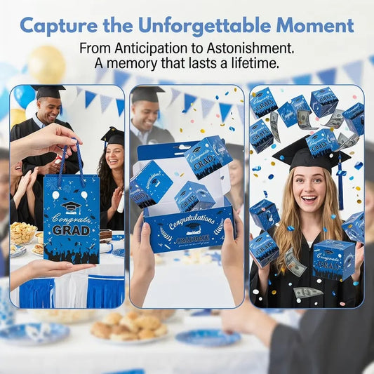 🔥2026 Graduation Explosion Pop Gift Box 🎓 Surprise Bounce Cash Box Grad Party Gift Bag Set