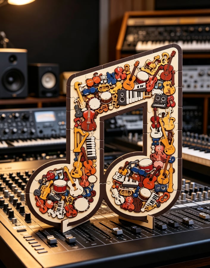 🔥🎶Musical Note Instrument Jigsaw Puzzle Ornament