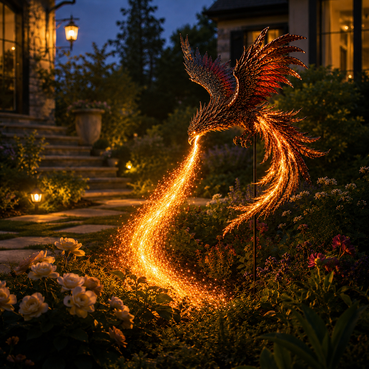 🔥LAST DAY 49% OFF - 🔥Solar Powered Phoenix Fire Garden Light