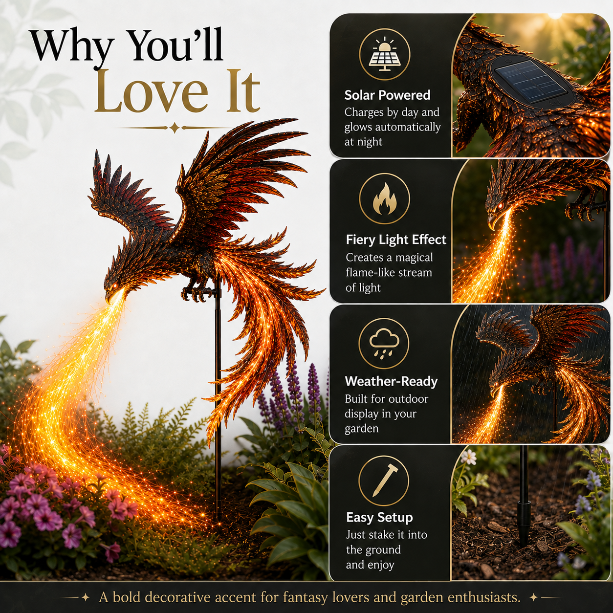 🔥LAST DAY 49% OFF - 🔥Solar Powered Phoenix Fire Garden Light