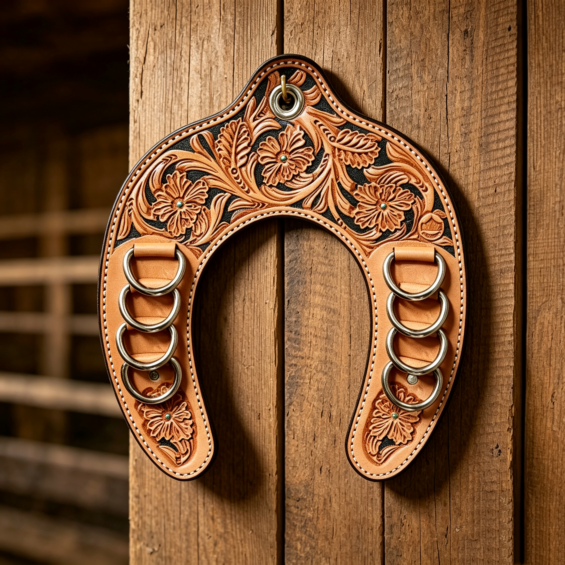🔥 Handcrafted Leather Horseshoe Wild Rag Holder | Western Scarf & Bandana Organizer (📦Buy 2 Free Shipping)