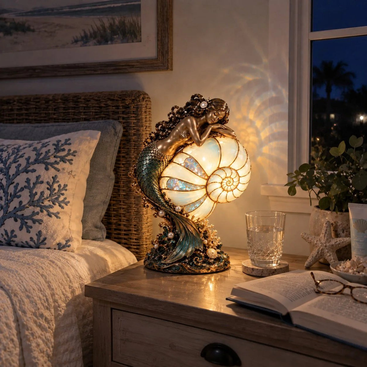 ✨🐚 Moon Tide Mermaid Nautilus Lamp🐚