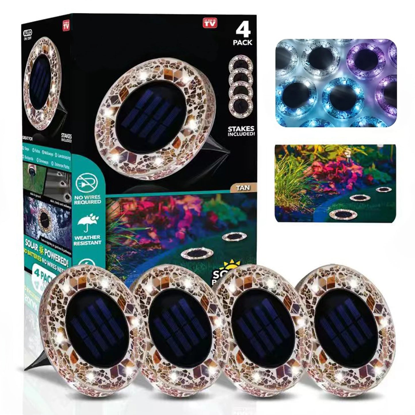 ⏰ Limited Time: 60% OFF!🛋️Solar Mosaic Lights – Waterproof LED Pathway Lights with Auto On/Off
