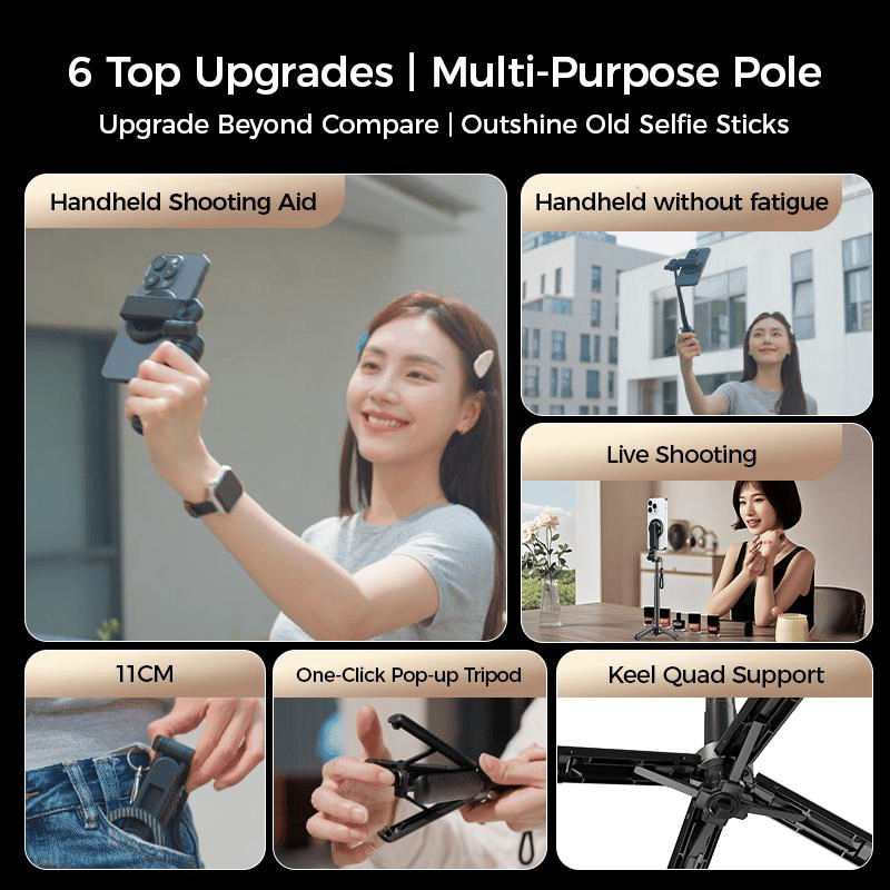 🏆✨4-in-1 Multifunctional magnetic selfie stick with 360° rotation