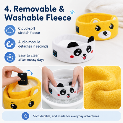 🐻 Kids Calming Cartoon Bluetooth Headband | Stop Tantrums, Soothe Fussy Kids & Give Parents Peace & Quiet