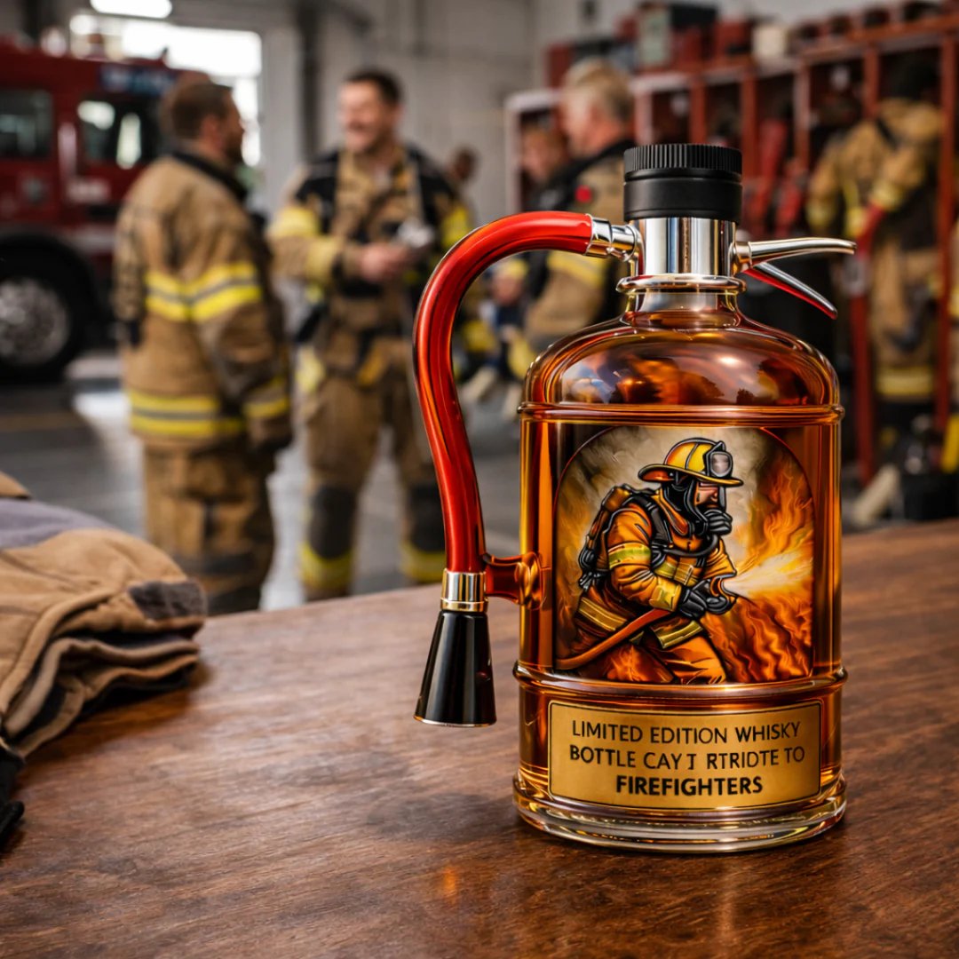 Tribute to Heroes – 3D Embossed Vodka & Whiskey Bottle🧯