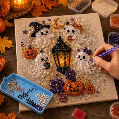 💥 Last Day 49% OFF – 👻✨ Halloween Pearl Art DIY Kit – Turn Tiny Pearls into Spooky-Cute Magic