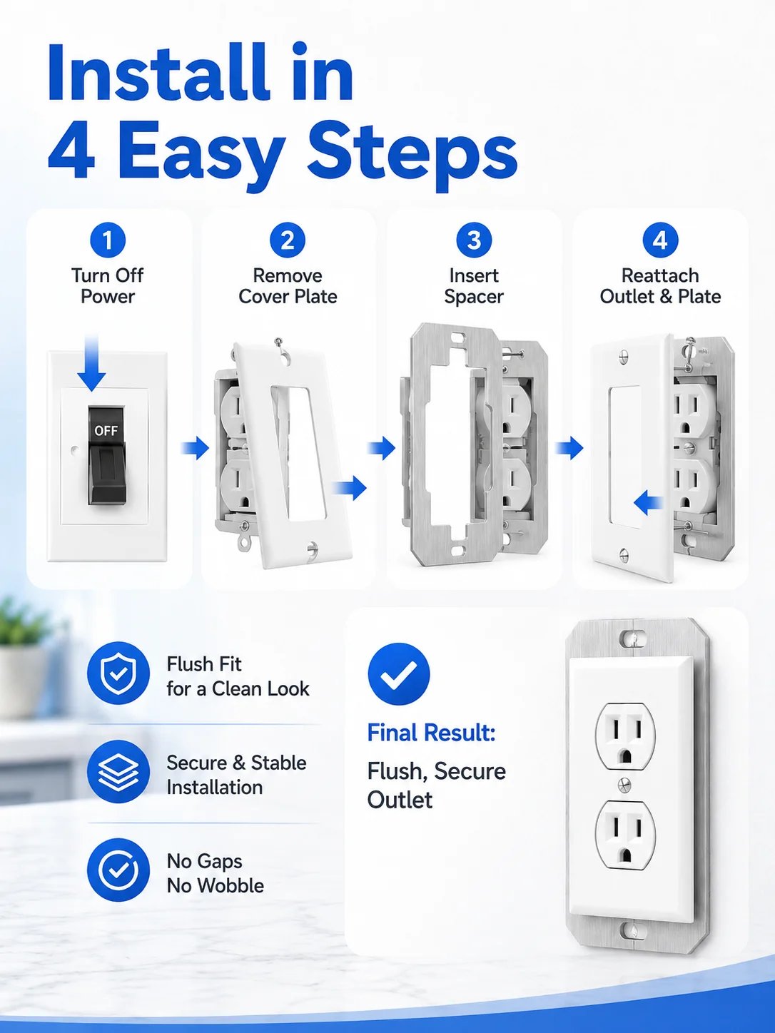 🛠 Outlet Repair Spacers – Easy Fix for Loose, Crooked & Recessed Outlets
