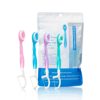 🎁🎁 Mini Toothbrush & Floss & Tongue Scraper & Toothpick Set🔥🔥🔥