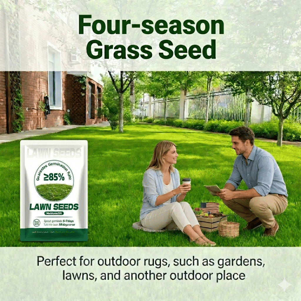 🌱🌱🌱 2026 Four Seasons Evergreen Grass Seed | Durable, Vibrant Green All Year