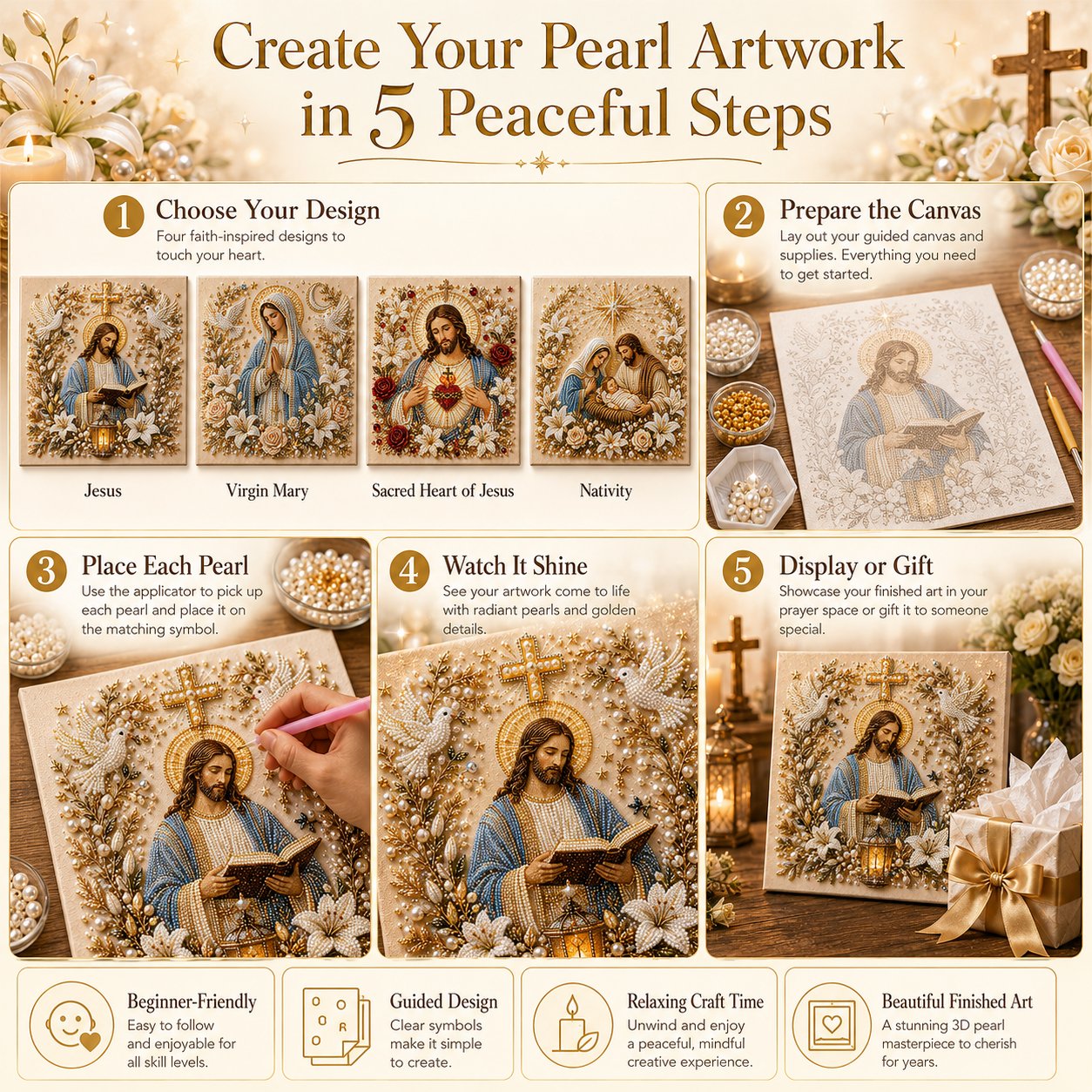 🔥 Last Day 50% OFF – ✝️ DIY Jesus Pearl Art Kit | 3D Pearl-Style Christian Artwork for Prayer Corners & Faith Gifts