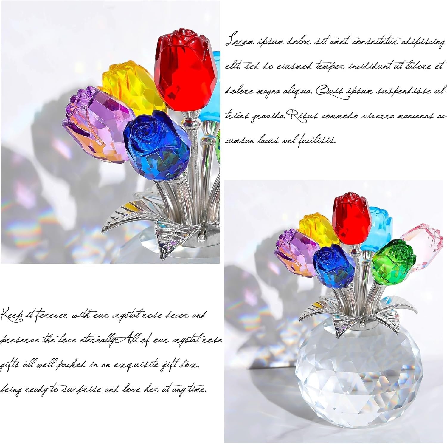 🔥Hot Sale 49% OFF💖💎Crystal Colorful Rose Flower Vase