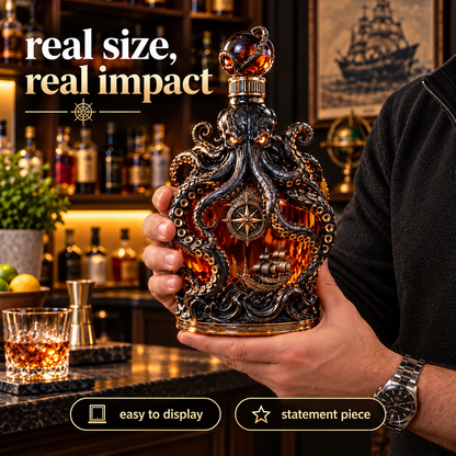 🐙Octopus Whiskey Decanter – Unique Nautical Bar Decor & Statement Gift