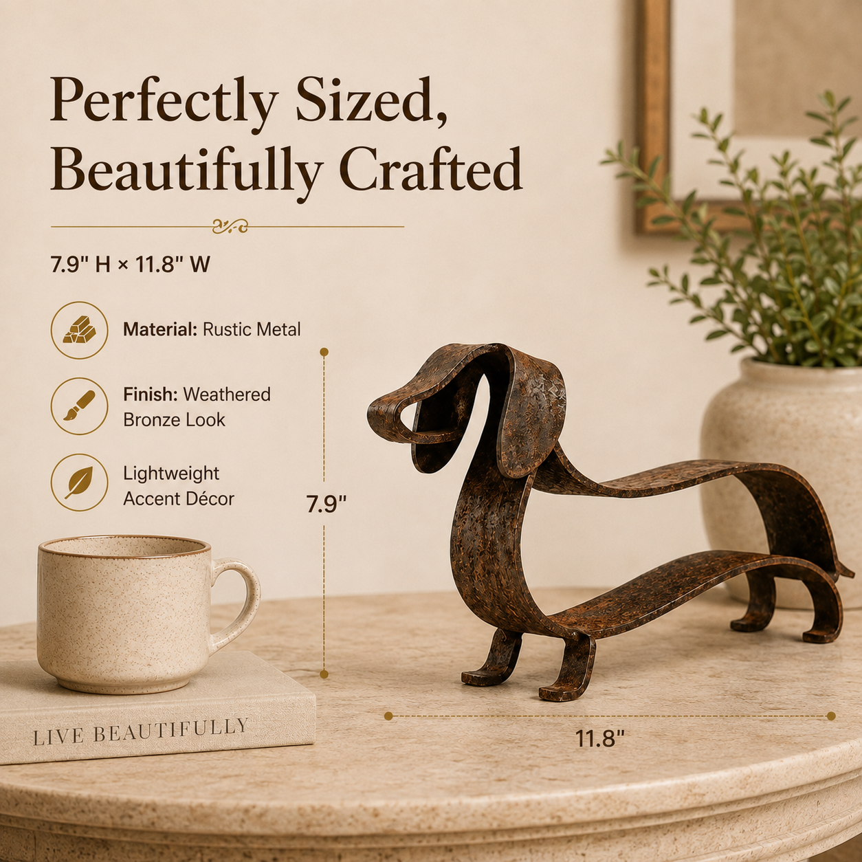 🐶✨Antique Bronze Dachshund Sculpture