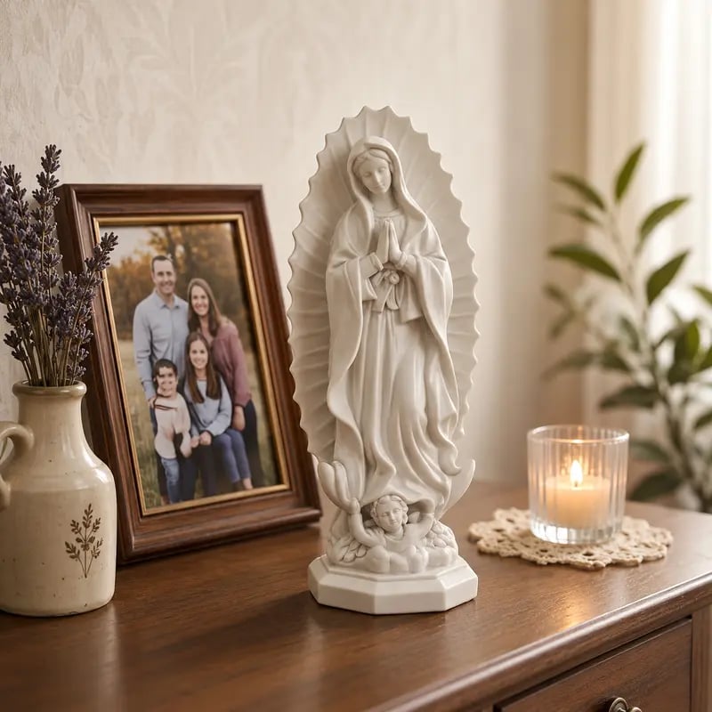 Resin Blessed Virgin Mary Rosary Holder Statue