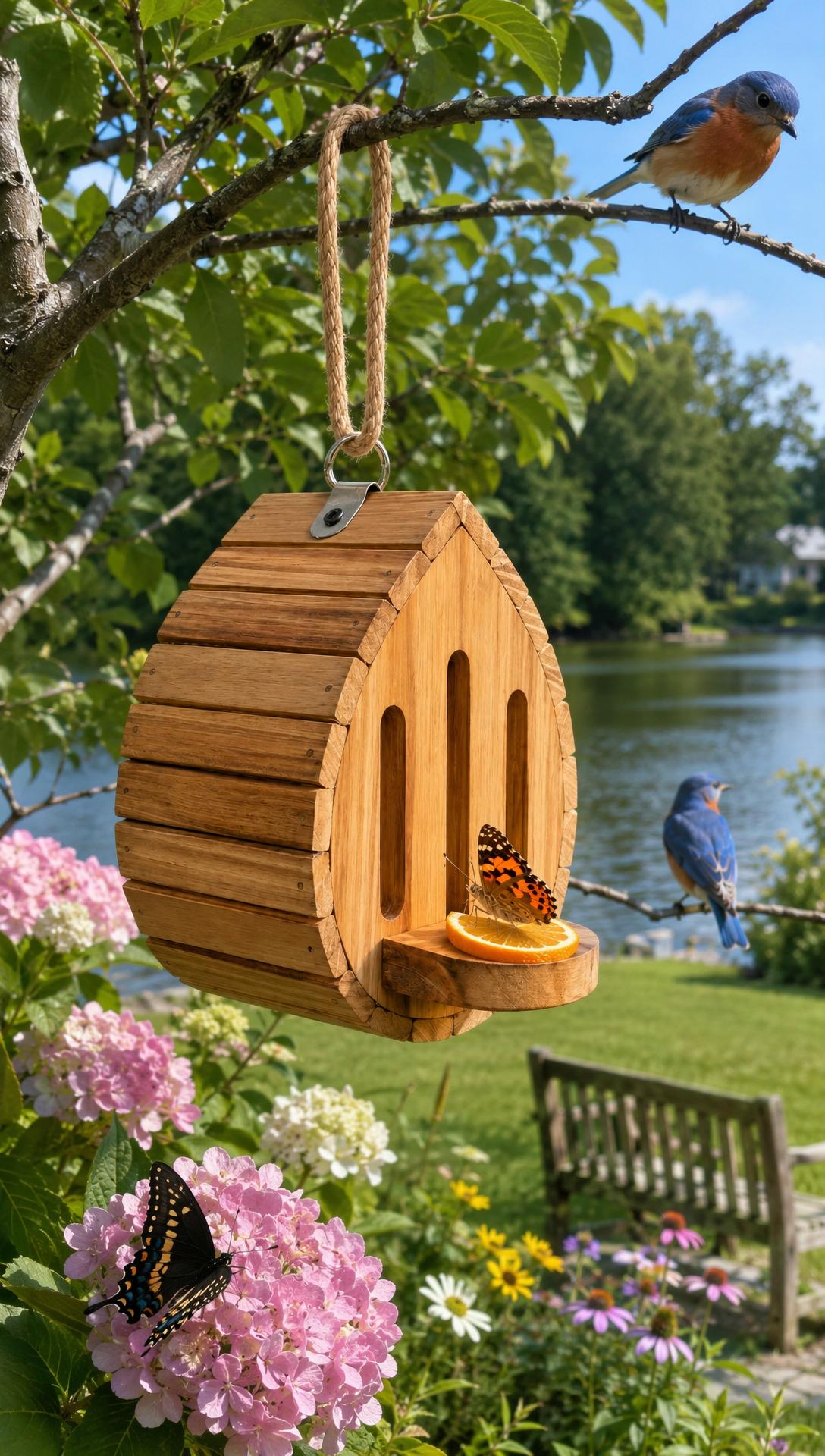 🦋Handmade Garden Butterfly House with Feeder Station
