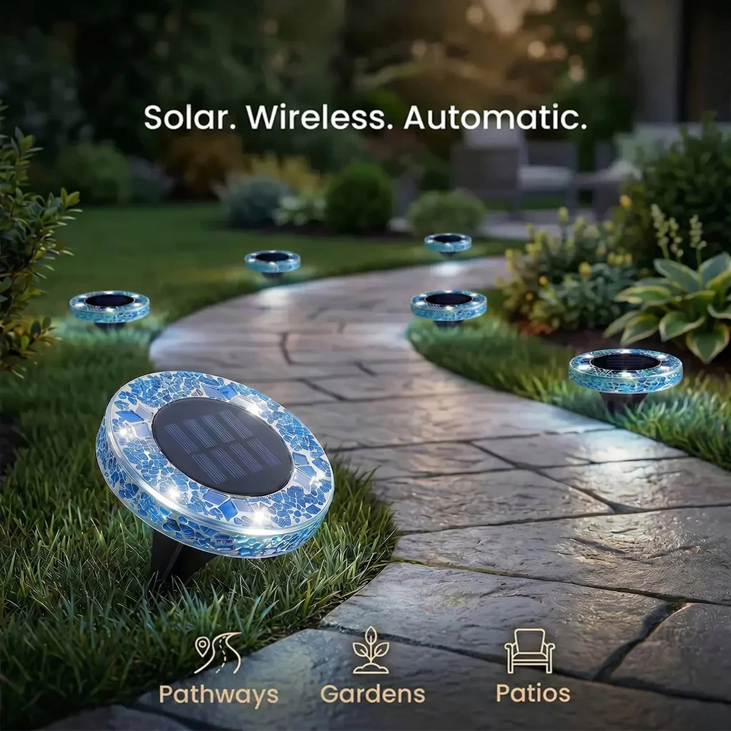 ⏰ Limited Time: 60% OFF!🛋️Solar Mosaic Lights – Waterproof LED Pathway Lights with Auto On/Off