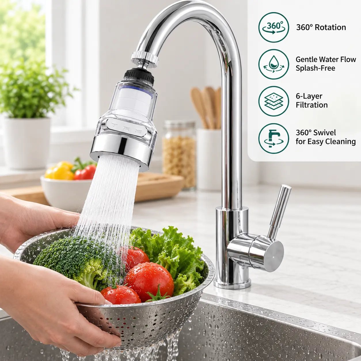 360° Rotating Faucet Aerator with 3 Water Modes