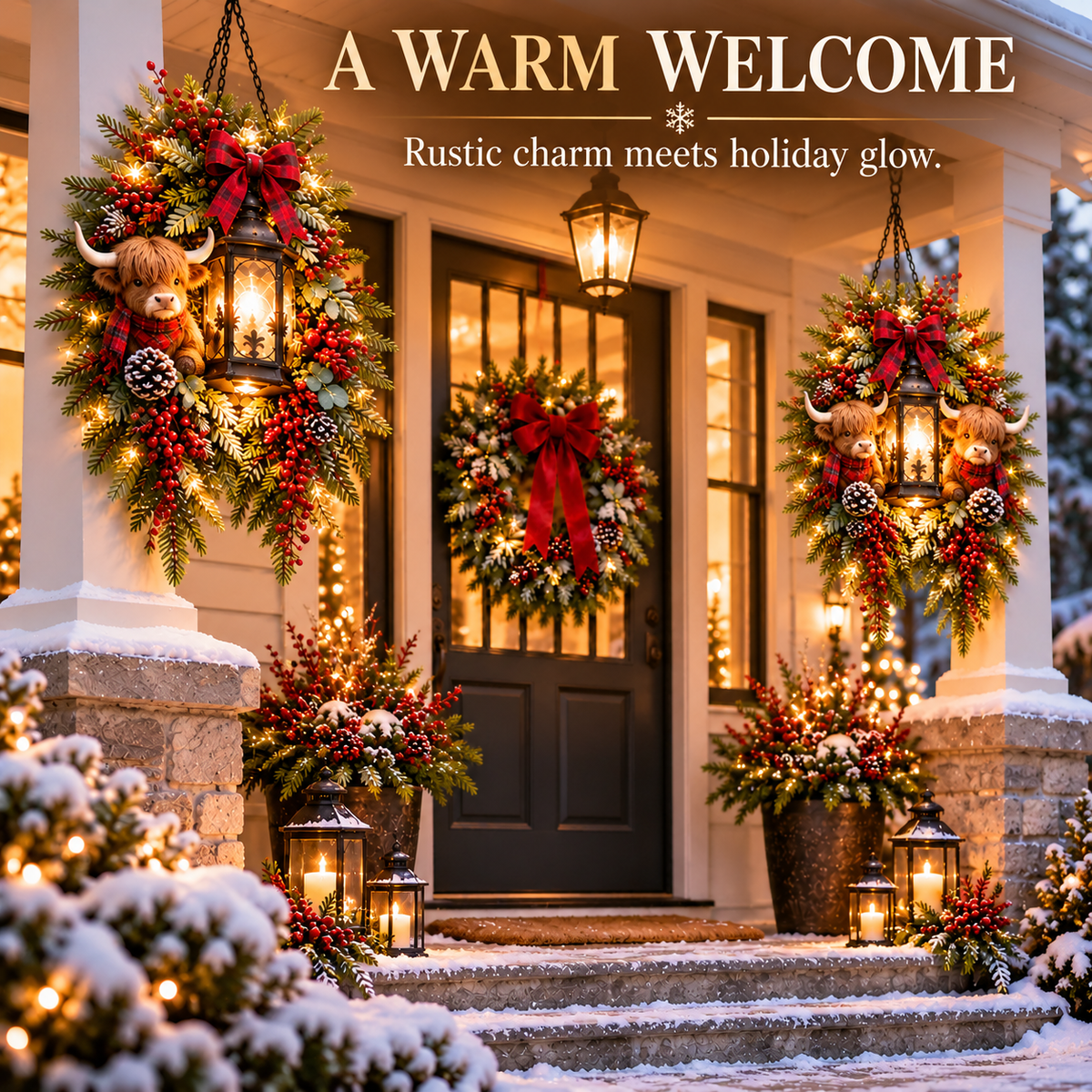 🔥 LAST DAY 50% OFF 🔥|🎄 Christmas Porch Glow™ – Pre-Lit Holiday Lantern & Evergreen Decor | 6 Festive Styles