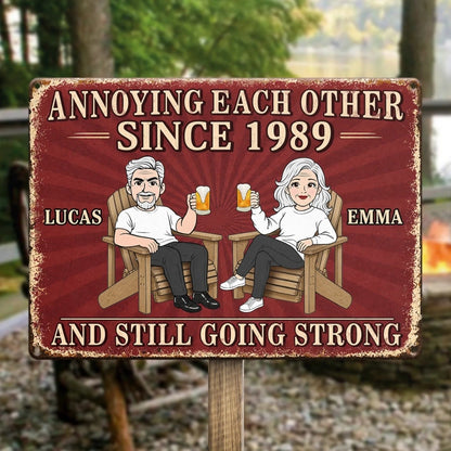 Custom Home Decor Metal Sign - Personalized Anniversary Wedding Gifts For Husband And Wife, Him And Her - Still Driving Each Other Crazy