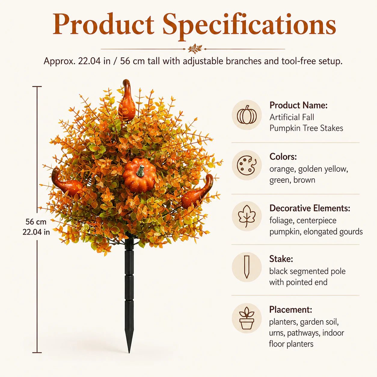 🔥  Artificial Fall Pumpkin Tree Stakes