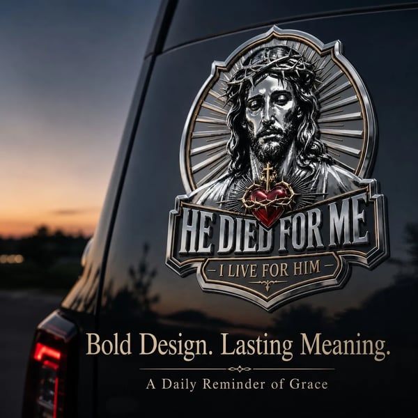 ❤️He Died For Me Emblem ✝️ | Waterproof • No Fade • No Rust • Adhesive